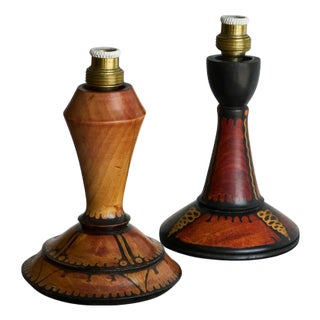 Hand Painted Amsterdamse School Table Lamps by H. Steinpatz, 1940s, Set of 2 For Sale