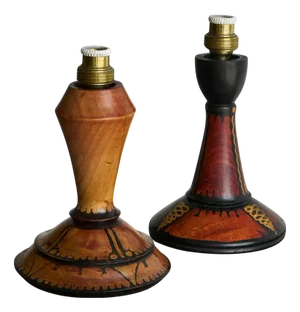 Hand Painted Amsterdamse School Table Lamps by H. Steinpatz, 1940s, Set of 2