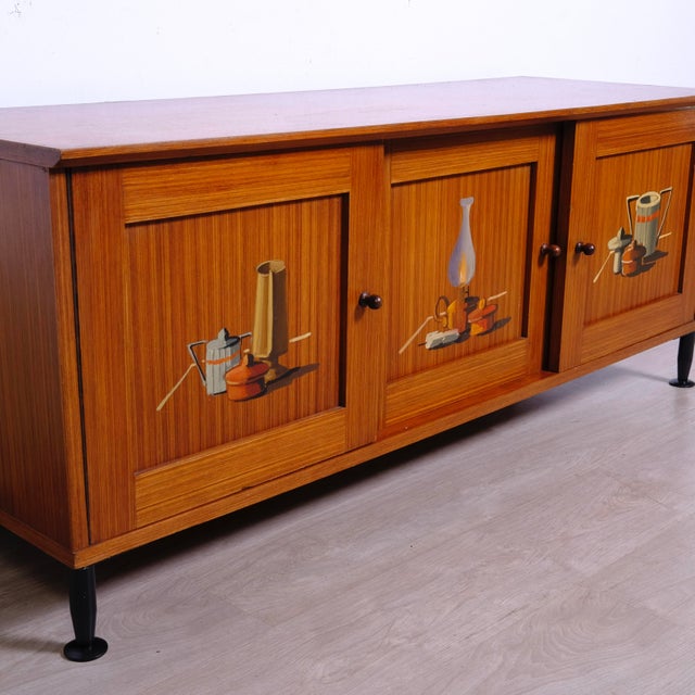 Mid-Century Sideboard in Hand-Painted Wood, 1950s For Sale - Image 15 of 18