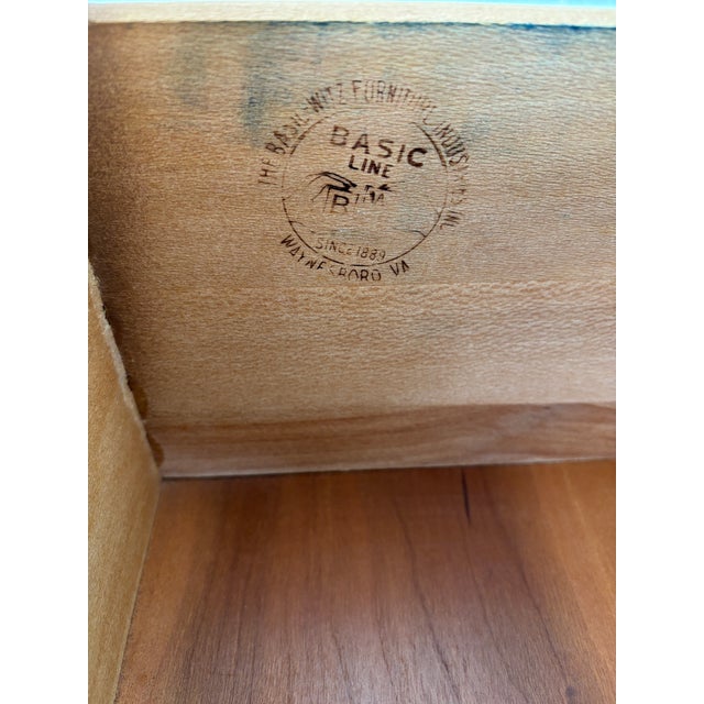 The Basic Witz Company Cherry Mid Century Double 54" Dresser & Mirror For Sale - Image 11 of 11