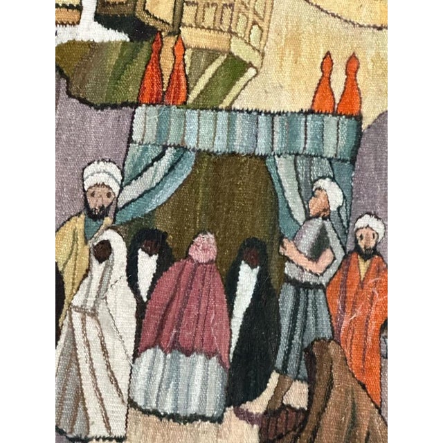 Blue Mid-Century Tunisian Hand Woven Tapestry, 1960s For Sale - Image 8 of 18
