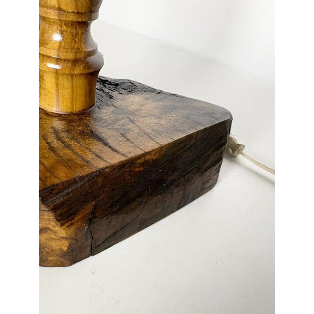 Vintage Brutalist Wooden Table Lamp, France, 1960s For Sale - Image 13 of 17
