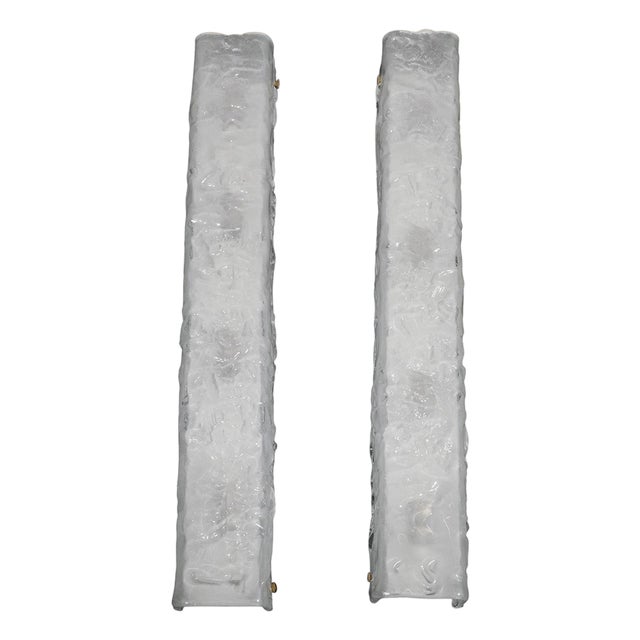 Pair of textured Murano glass sconces For Sale