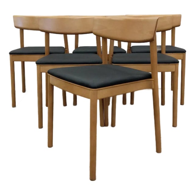 Set of 6 Beech Dining Chairs by Andreu World For Sale