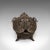 This is a period Art Nouveau coal scuttle, an antique Victorian fireside bin in iron dating to circa 1900. Bronzed finish...