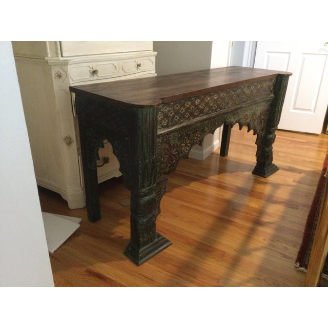 Wood Console Table With Hand Carved Designs For Sale - Image 13 of 13