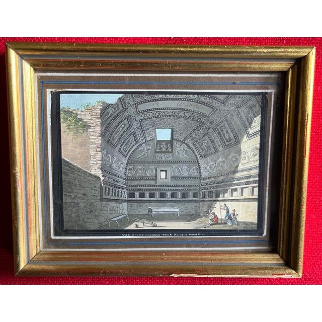 Blue Antique 19th Century Italian Grand Tour Gouache Watercolor Paintings of Classical Architecture & Ruins - Set of 6 For Sale - Image 8 of 12