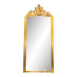 Large 19th C. French Louis XVI Giltwood Floor Mirror For Sale
