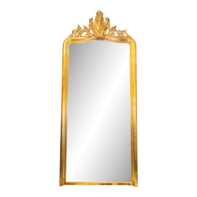 Large 19th C. French Louis XVI Giltwood Floor Mirror For Sale