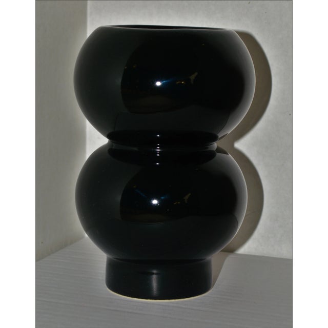 Karim Rashid Black Ufo Ceramic Vase Mikasa For Sale - Image 4 of 4