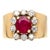 Vintage 1.54 Carat Cushion Cut Ruby in 14k Yellow Gold Wide Band Size 6 For Sale