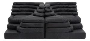 Ubald Klug Ds-1025 “Terrazza” Sofa for De Sede, Black Leather, Switzerland 1974 - Set of Two