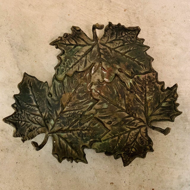 Vintage Metal Maple Leaf Tray For Sale - Image 9 of 12