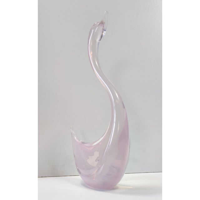 Vintage Italian Pink Sommerso Murano Glass Swan by Elio Raffaeli, 1980s For Sale - Image 12 of 18