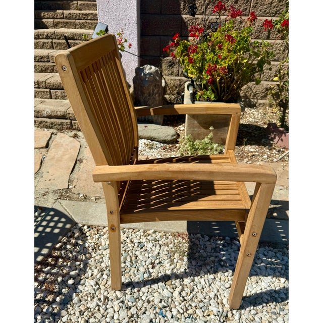 Contemporary Contemporary Teak Outdoor Stacking Chair For Sale - Image 3 of 6