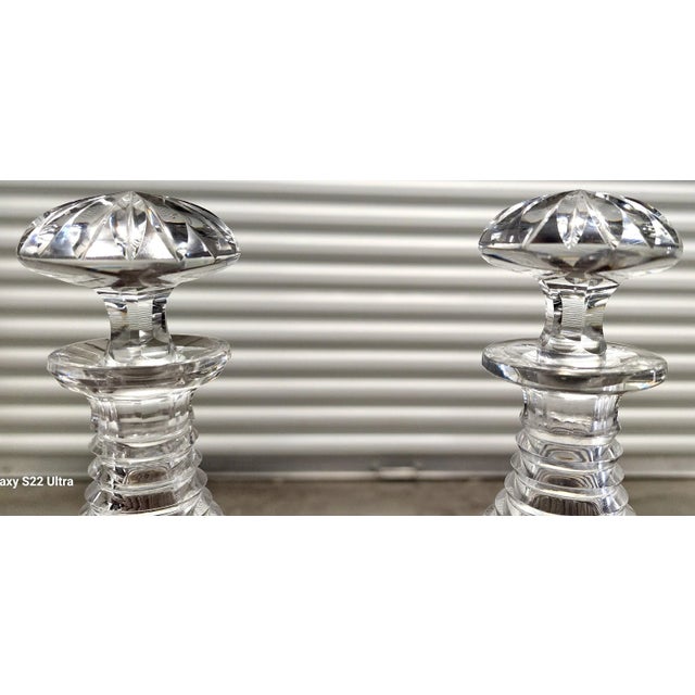 Beautiful Antique William IV English Fine Lead Cut Crystal Spirit Decanters - Pair. For Sale - Image 4 of 13