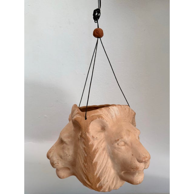 Beautiful vintage lion's head terracotta hanging planter. Beautiful and eye-catching sunroom decor. Please see condition...