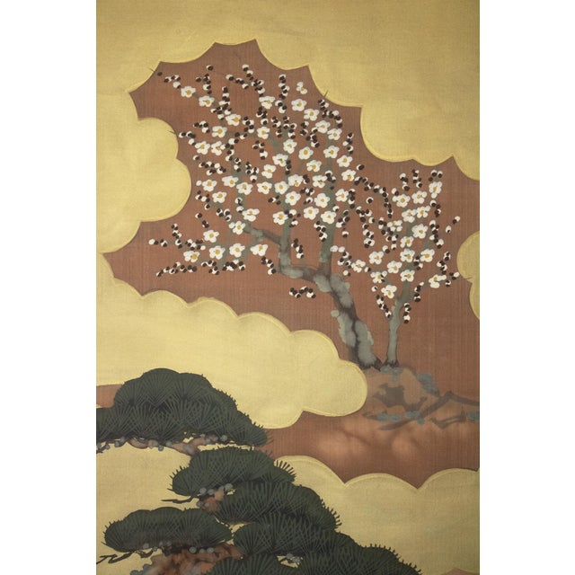 "The Tale of Genji" Early Shōwa Era Japanese Painted Silk Byobu Screen, C. 1930-1950s For Sale - Image 12 of 18