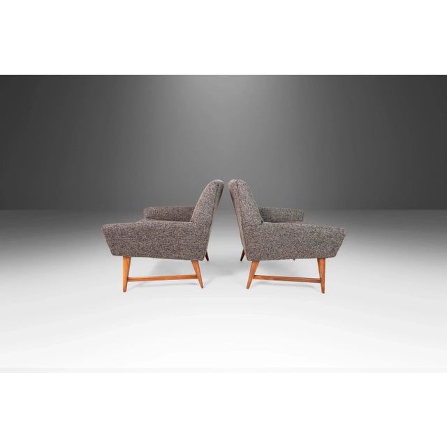 Circa 1960s Italian Upholstered Angular Walnut Base Lounge Chairs After Gio Ponti - A Pair For Sale - Image 10 of 12