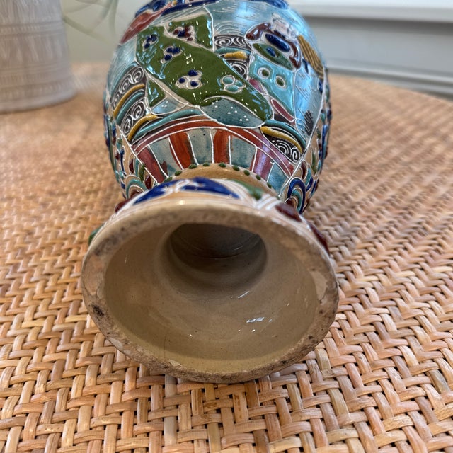 Antique Japanese Double Handled Moriage Satsuma Vase For Sale - Image 12 of 12