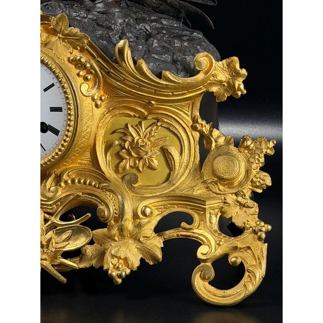 Metal French Gilt-Bronze and Patinated Bronze Figural Mantel Clock with Equestrian Boy from Les Japy Fils, 1850s For Sale - Image 7 of 18