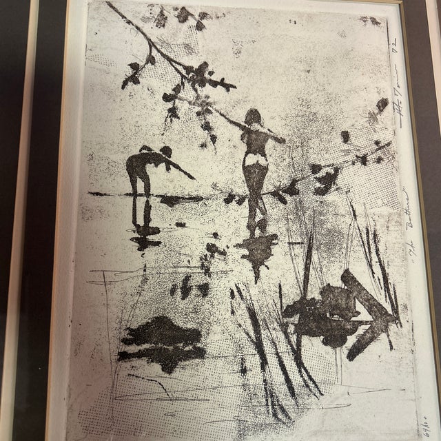 1970’s Original Impressionist Nude Swimmers Etching “The Bathers” by Anthony Michael Autorino For Sale - Image 4 of 5
