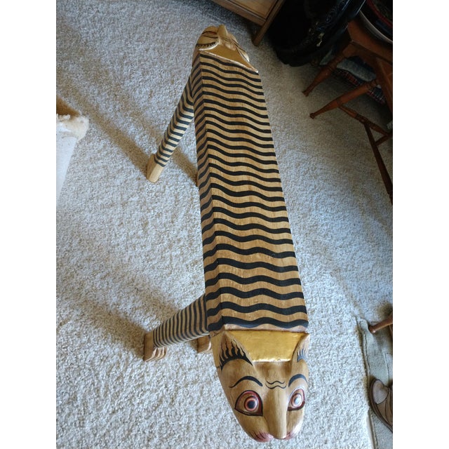 Indonesian Hand Carved Wooden Cat Table Chairish