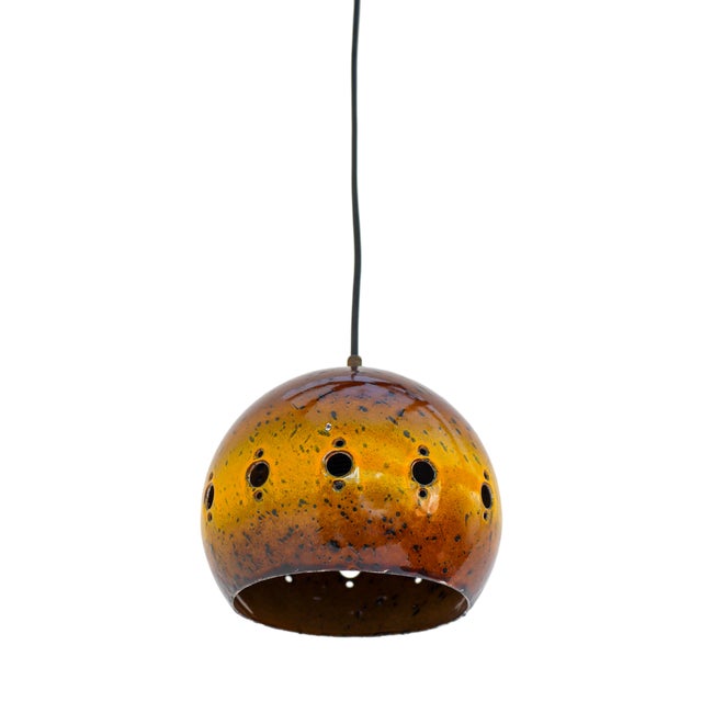 Vintage Enameled Pendant Lamp from Hustadt Leuchten, 1960s For Sale