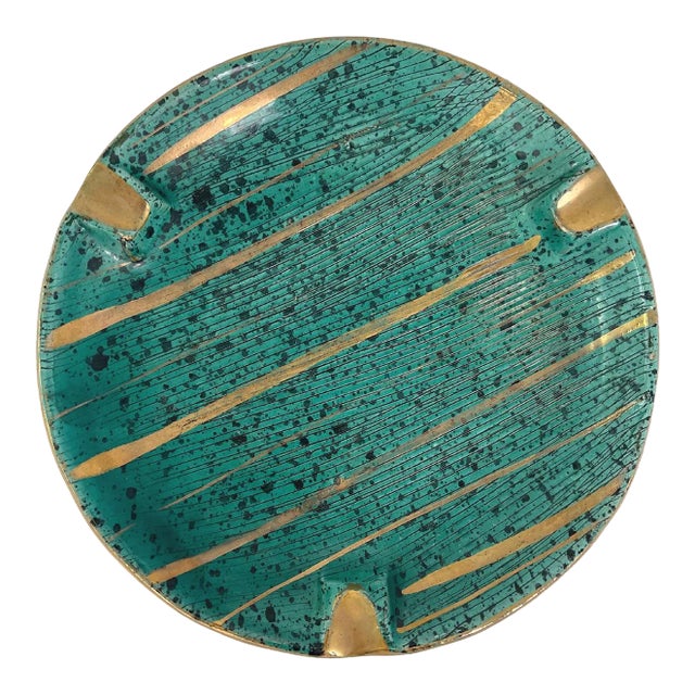 Mid-Century Sgraffito Pottery Ashtray For Sale