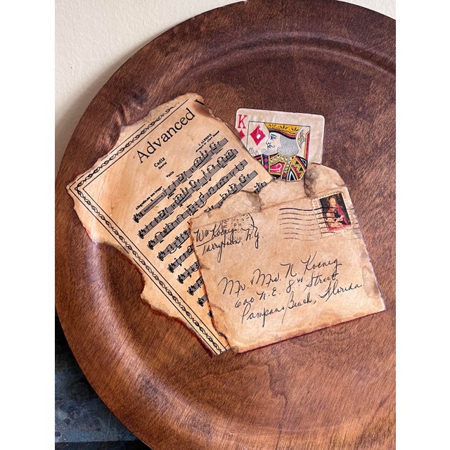 Mid-Century Modern Tromp L’oeil Turned Wood Plate Sculpture With Playing Card Motif For Sale - Image 3 of 7