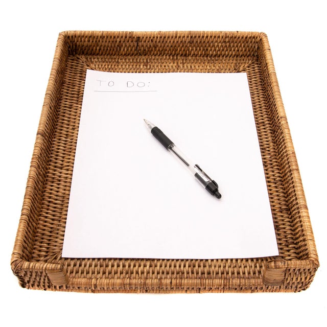 Artifacts Rattan Office Paper Tray, Honey Brown, 14" For Sale - Image 4 of 4