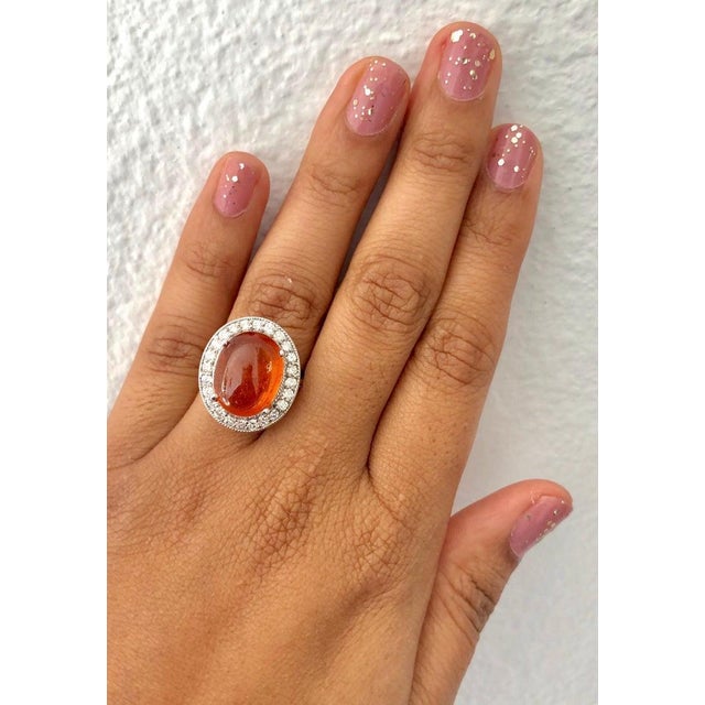 Early 21st Century 17.11 Carat Mandarin Garnet Diamond White Gold Cocktail Ring, Size 7 For Sale - Image 5 of 6