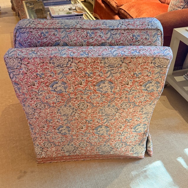 Ralph Lauren Pair of Swivel Chairs in Vintage Ralph Lauren Block Print For Sale - Image 4 of 13
