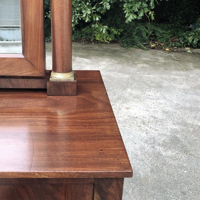 19th Century French Empire Period Mahogany Chest of Drawers With Mirror For Sale - Image 11 of 16
