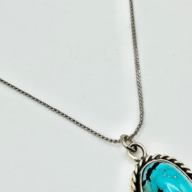 1970s Vintage Southwestern Navajo Boho Chic Turquoise, Coral & Sterling Pendant Necklace For Sale - Image 12 of 13