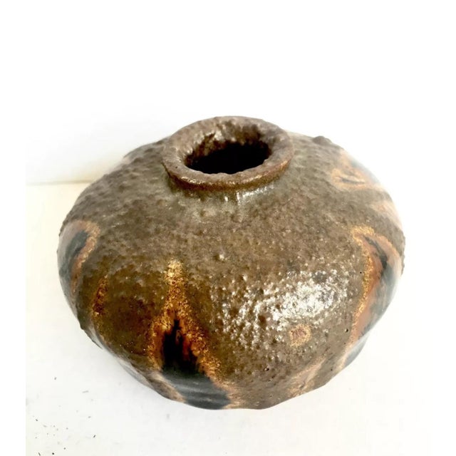 Mid-Century Modern 1960s Mid Century Modern Vintage Pottery Glazed Weed Pot, Signed For Sale - Image 3 of 5