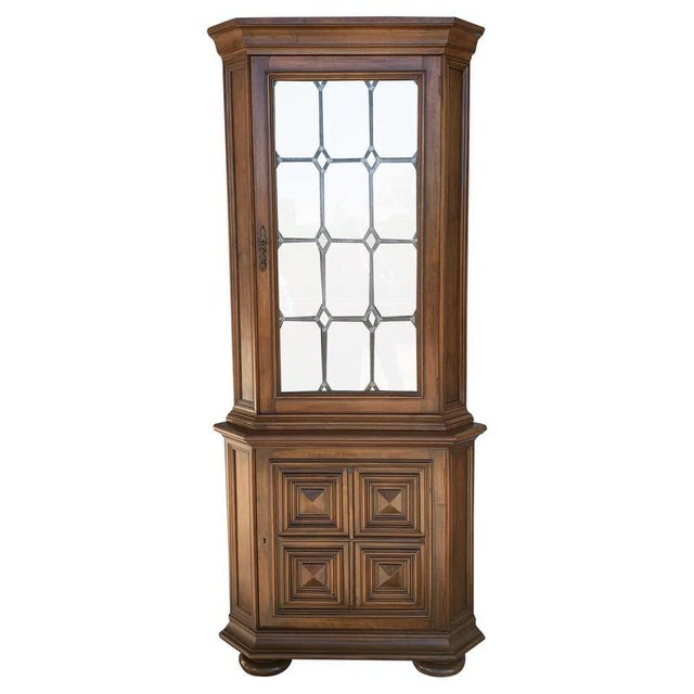 20th Century Spanish Colonial Corner Vitrine With Lead Solders in Glass For Sale - Image 12 of 12