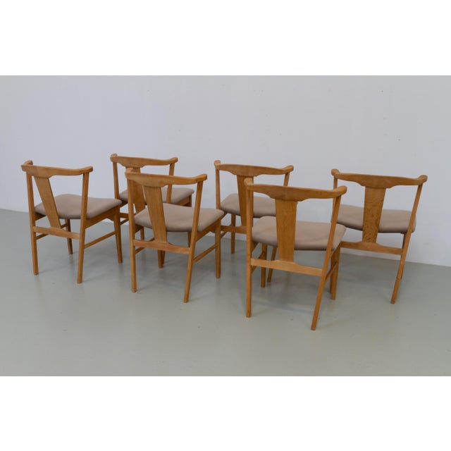 Danish Brutalist Oak Dining Chairs attributed to Henning Kjærnulf, 1960s, Set of 6 For Sale - Image 6 of 18