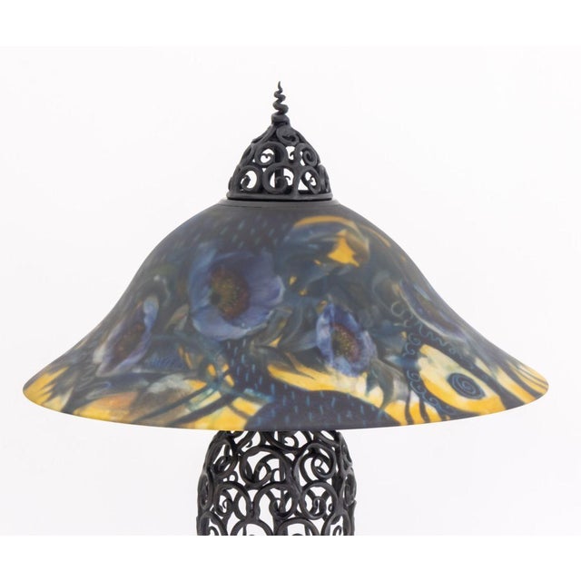 Glass Ulla Darni Reverse Painted Glass Table Lamp For Sale - Image 7 of 13