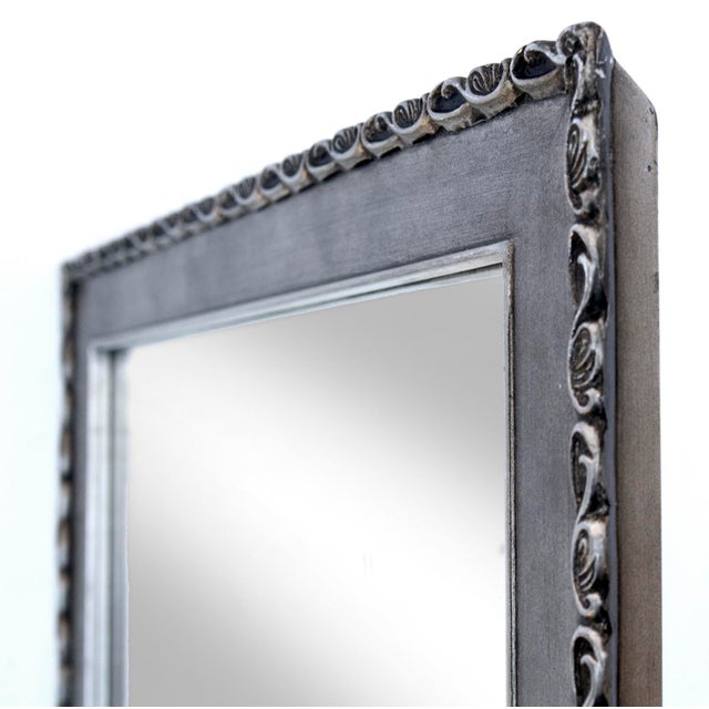 Wood Late 20th Century Pewter Leaf Framed Mirror For Sale - Image 7 of 7