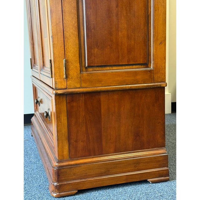 Wood Vintage Ethan Allen Burled Wood Townhouse Armoire For Sale - Image 7 of 12