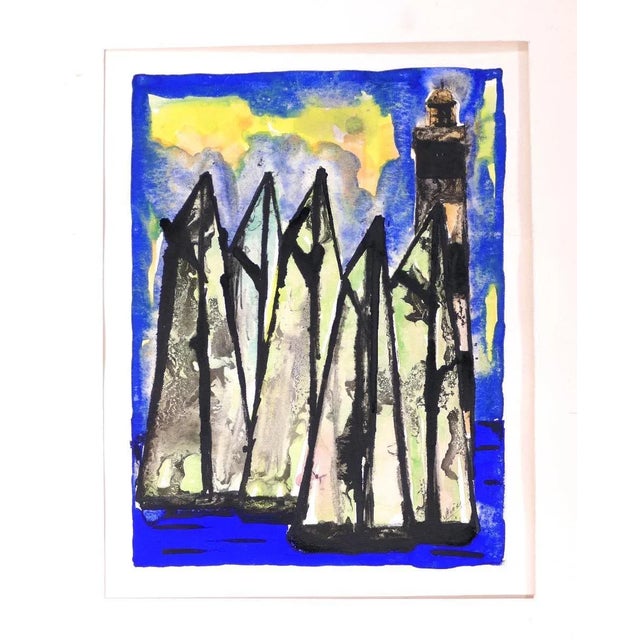 Lighthouse is an original artwork realized by André Valezy (1920-1972). Original colored Gouache painting signed VALEZY...
