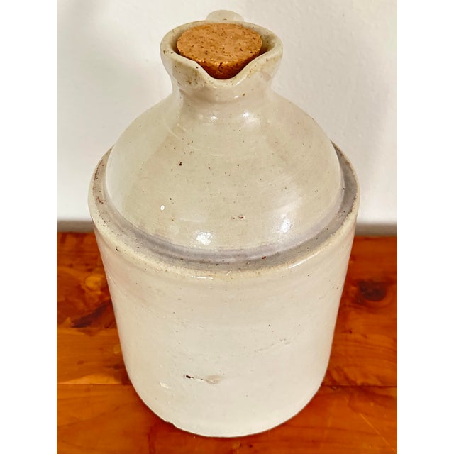Farmhouse Antique Late 19th Century Sand Colored American Stoneware Jug For Sale - Image 3 of 12