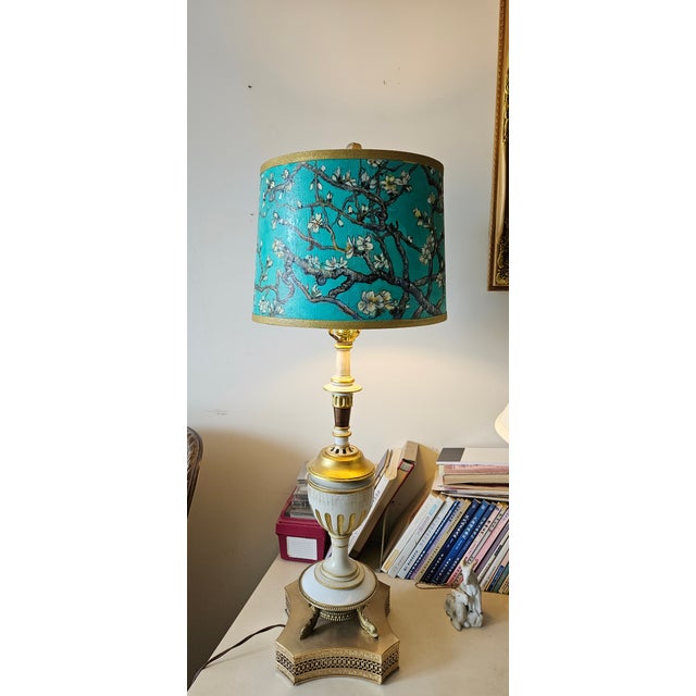 Aritish hand painted lamp shade "Almond Blossoms:" of Vincent Von Gohn.it would add an art atmosphere in any room of your...