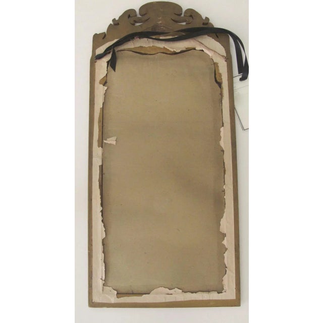 1920s Vintage Italian Painted and Ink Decorated Narrow Mirror Mustard Color For Sale - Image 5 of 10