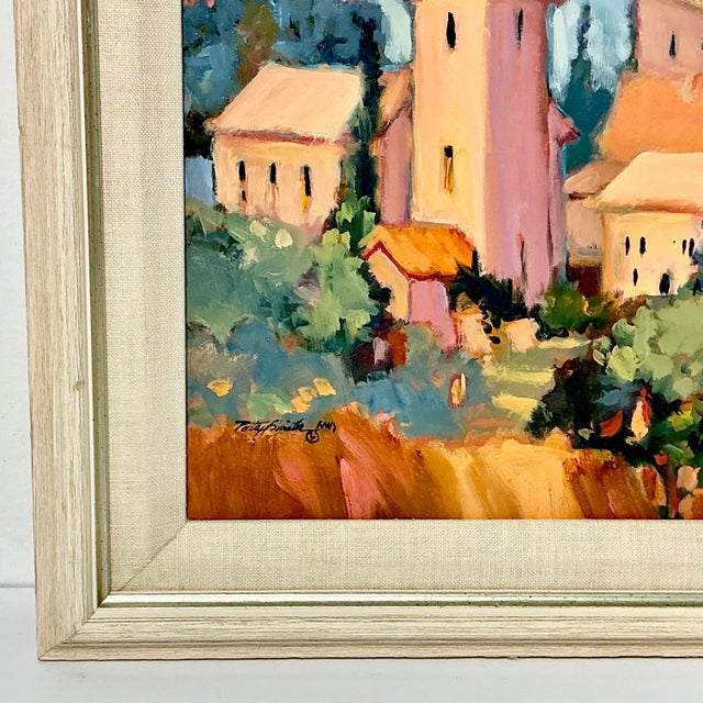 1960s 1963 Vintage Impressionist Rustic European Original Oil Painting, ‘Provincial Village’ by Patsy Smith For Sale - Image 5 of 13