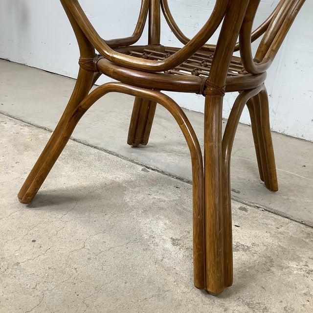 Ficks Reed Vintage Rattan Dining Table — Rounded Square Top, Ficks Reed Style For Sale - Image 4 of 7