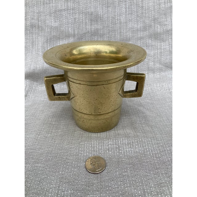 Vintage Polished Bronze Mortar For Sale - Image 9 of 11