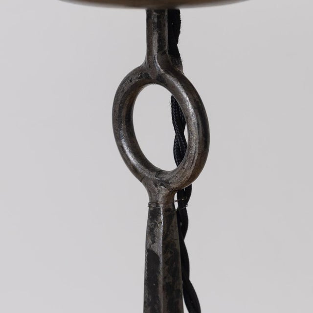 1930s French Tall Iron Brutalist Table Lamp For Sale - Image 12 of 13