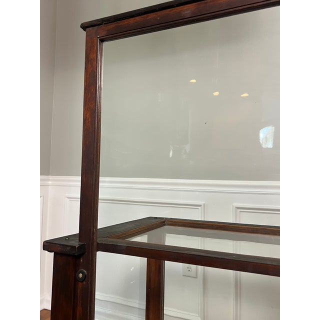 Wood Antique English Six-Pane Glass and Mahogany Display Showcase Vitrine, C. 1900 For Sale - Image 7 of 14